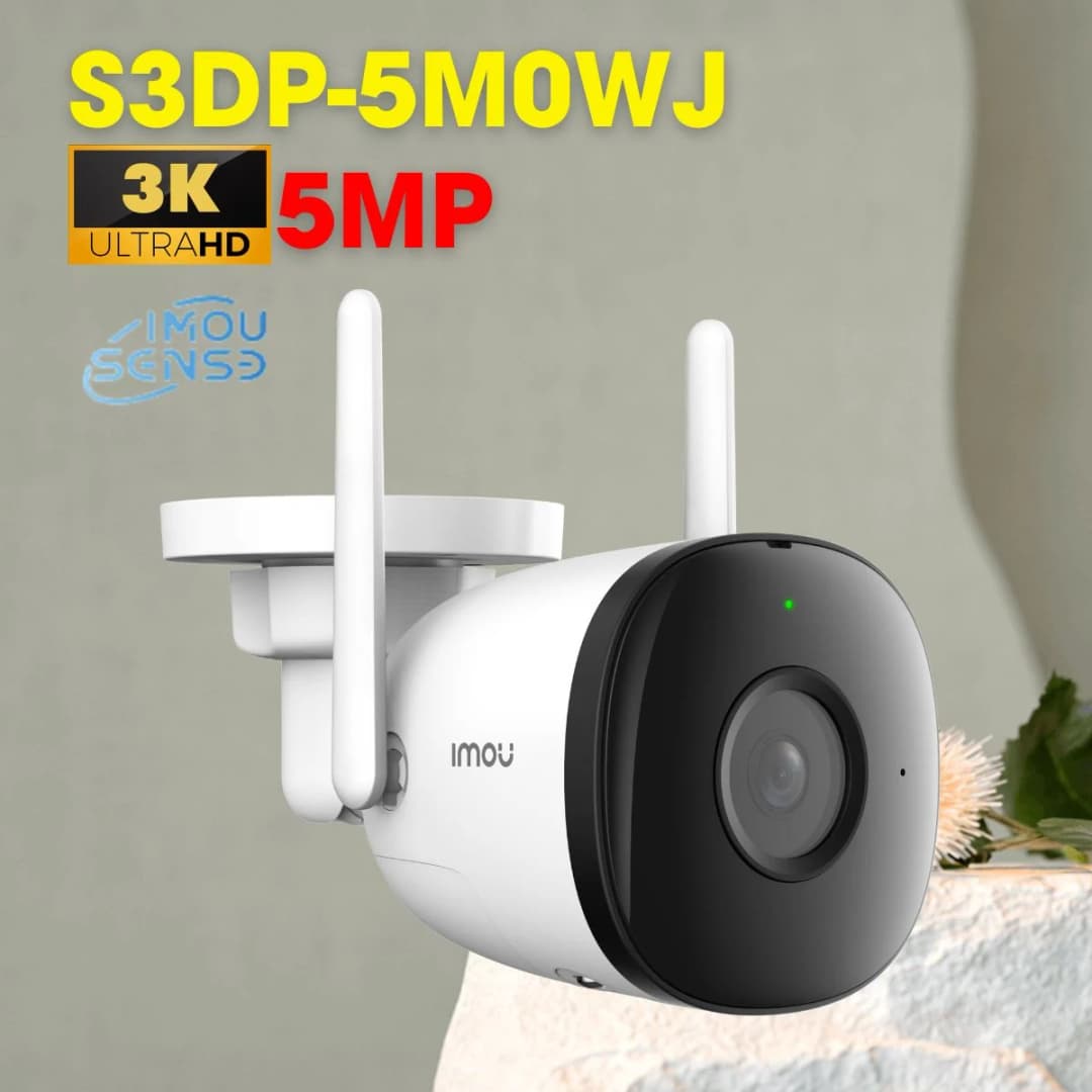 Camera IMOU IP Wifi 5.0MP IPC-S3DP-5M0WJ (Thân, Đàm thoại) hồng ngoại 30m, Chống ngược sáng HDR, Cảnh báo chủ động bằng còi hú, Kết nối WIFI 6, ăng-ten kép. Kết nối mạng LAN, Ngoài Trời