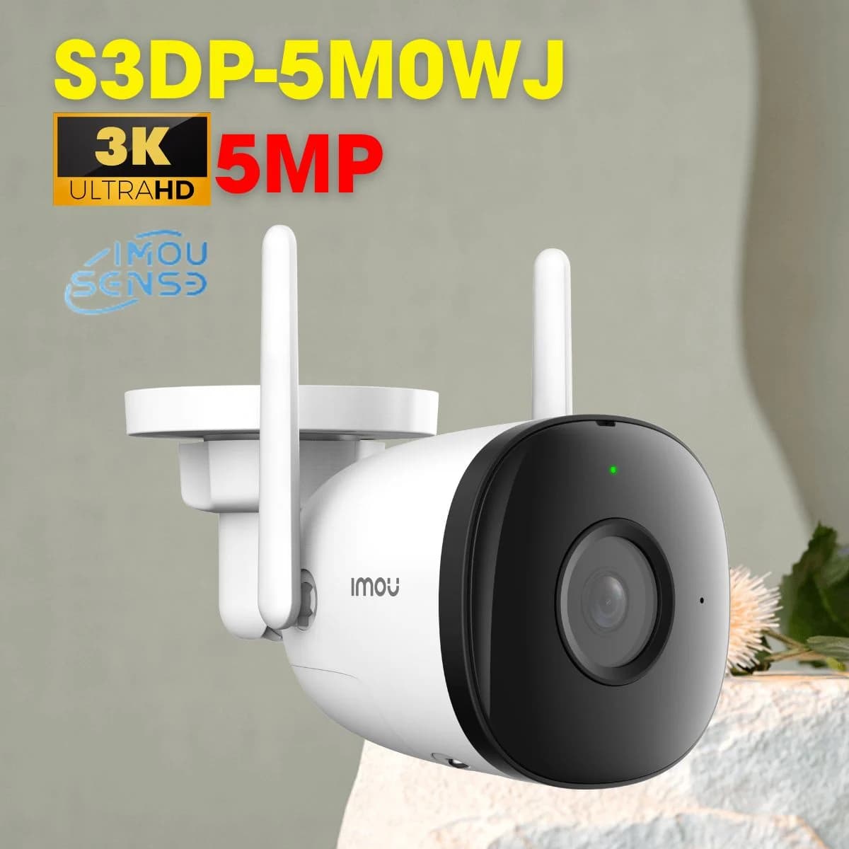 Camera IMOU IP Wifi 5.0MP IPC-S3DP-5M0WJ (Thân, Đàm thoại) hồng ngoại 30m, Chống ngược sáng HDR, Cảnh báo chủ động bằng còi hú, Kết nối WIFI 6, ăng-ten kép. Kết nối mạng LAN, Ngoài Trời
