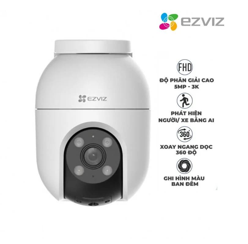 Camera EZVIZ C8C (3K 5MP, Lens 4mm, Color, Đàm thoại 2 chiều) WiFi quay quét ngoài trời