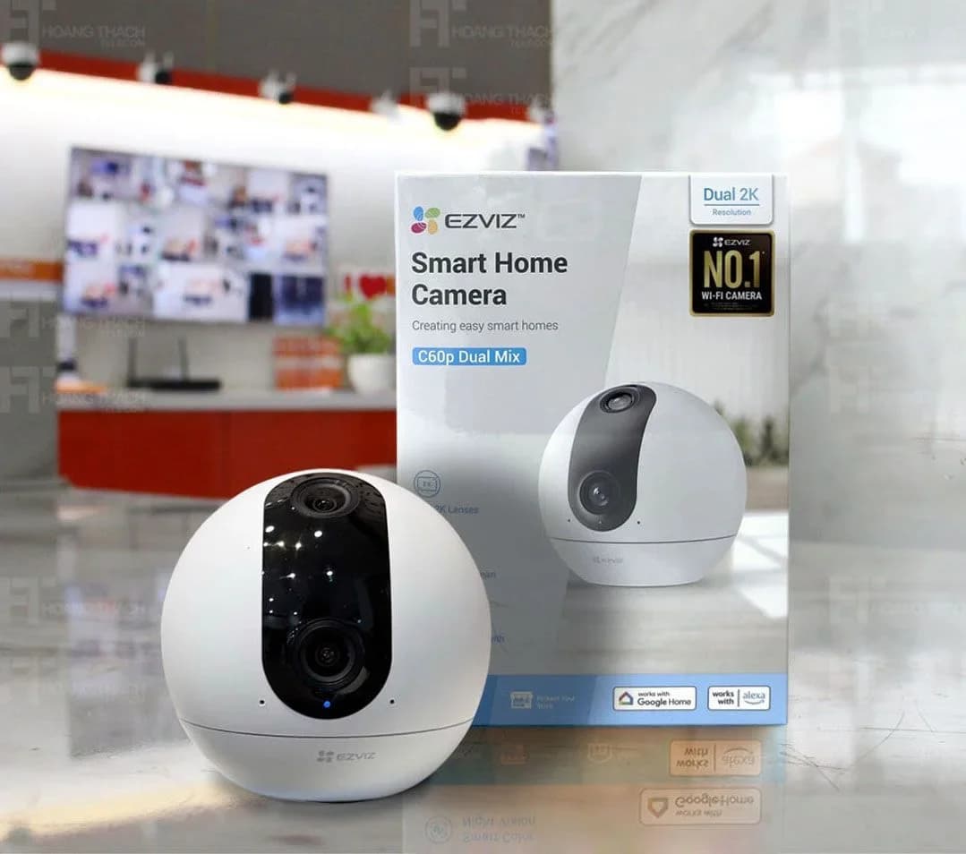 Camera EZVIZ IP C60P 2 mắt (3MP+3MP, Xoay, Đàm thoại), phát hiện người / phương tiện AI, tầm nhìn đêm 10m, Wifi 2.4/5GHz,