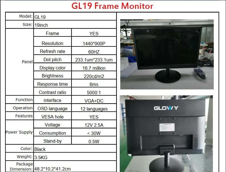 LCD 17" Vuông GLOWY GL17 (VGA -HDMI) Chính Hãng *** BH 24T