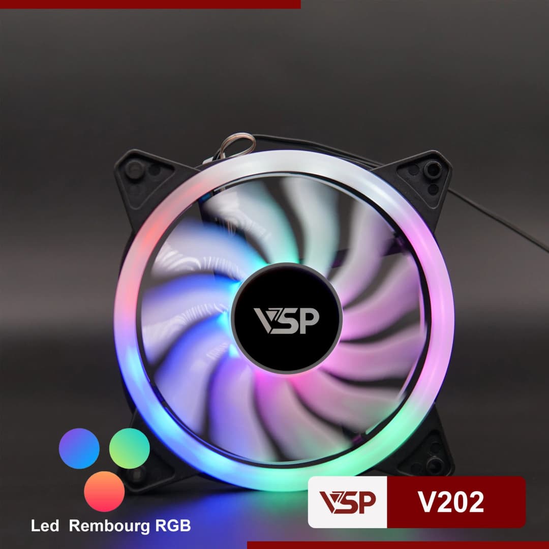 Fan 12cm 2 Mặt Led RGB V202 (Tự Thay Đổi Màu Led- Nhiều mẫu)