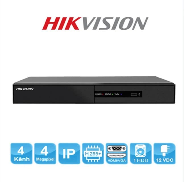 ĐẦU GHI 4 KÊNH IP HIK DS-7104NI-Q1/M, H265+ (1920x1080P), Ghi hình 4M/1080p *** BH 24T