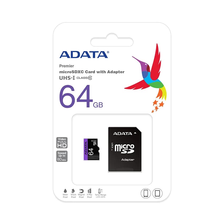 Thẻ nhớ MicroSD 64G ADATA CLASS 10 V10 BOX *** BH 24T