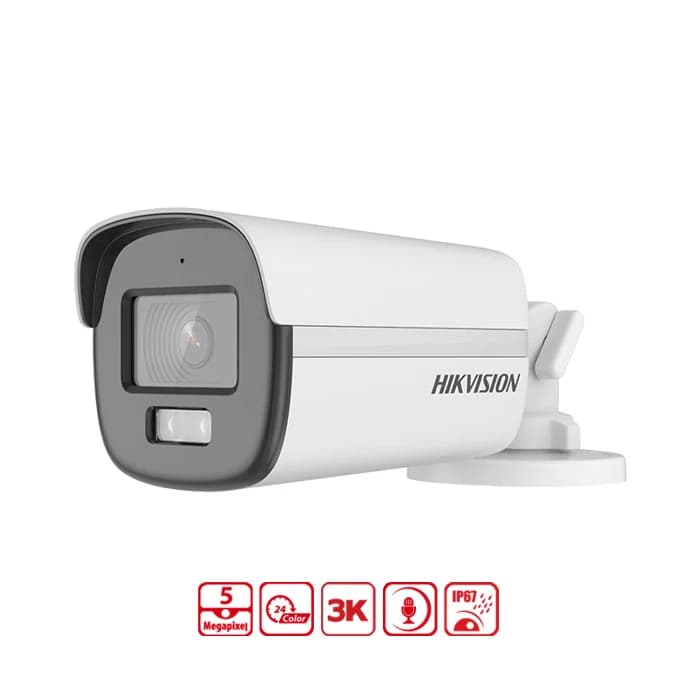 Camera HIK DS-2CE12KF0T-FS, (ColorVu 3K) 5MP Thân, TVI/AHD/CVI/CVBS, 0.001Lux, HD hồng ngoại 40M, Lens 3.6mm, tích hợp mic, IP67 *** BH 24T