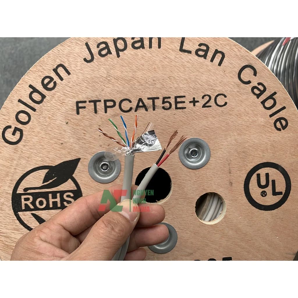 CÁP FTP 5E+2C GOLDEN JAPAN 300M (LAN KÈM NGUỒN) DÙNG CHO CAMERA IP *** BH OK