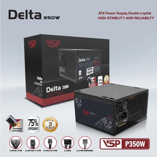 Nguồn VSP P350W DELTA - CÔNG SUẤT THỰC *** BH 24T