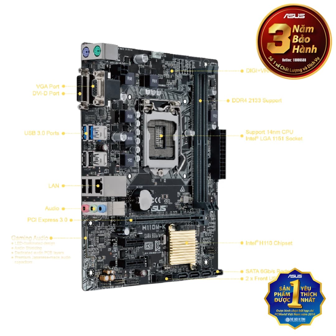 Mainboard Asus H110M-K Chính Hãng *** BH 36T