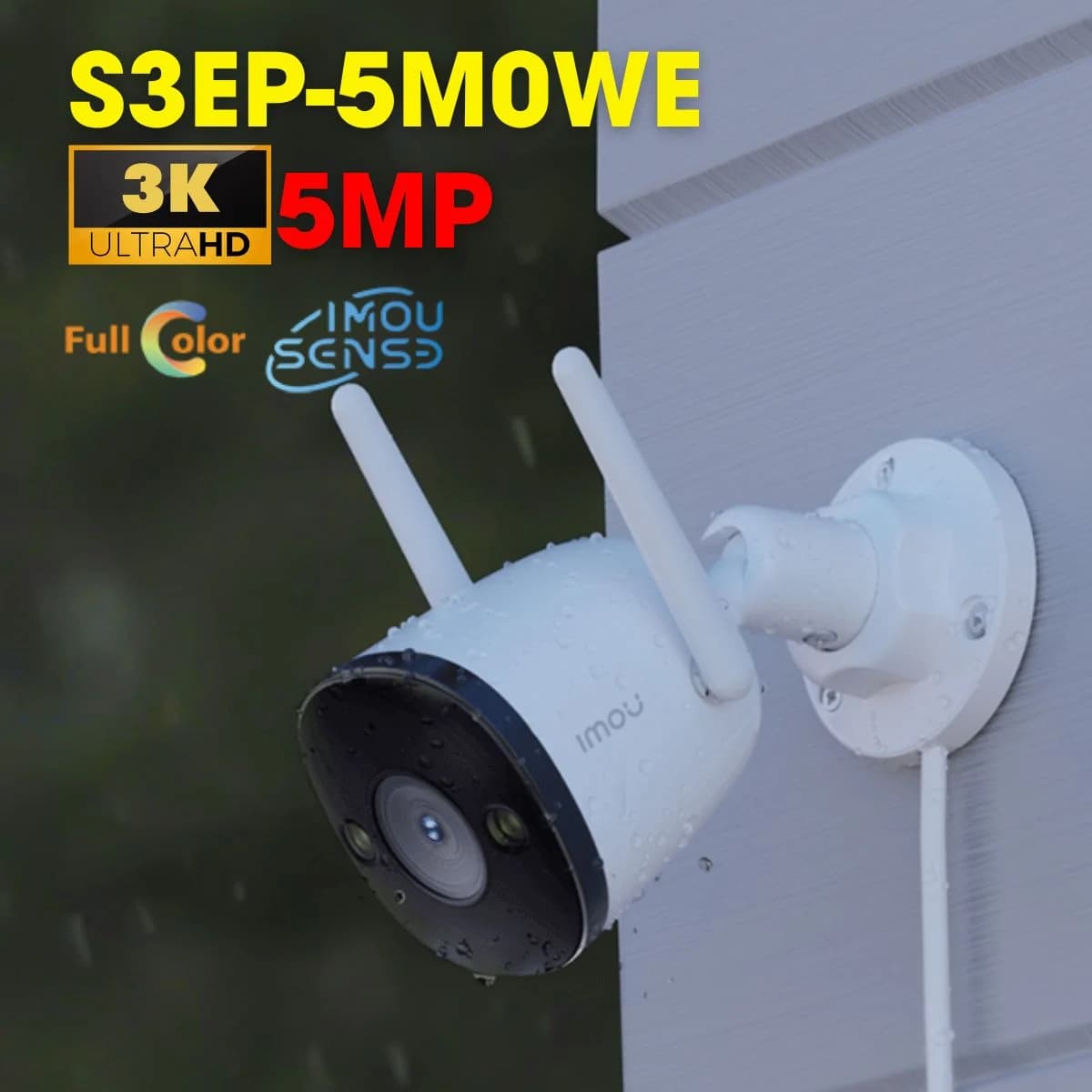 Camera IMOU IP Wifi 5.0MP IPC-S3EP-5M0WE (Thân, Color, Đàm thoại) hồng ngoại 30m, Chống ngược sáng HDR, Cảnh báo chủ động bằng còi hú (110dB) và đèn chớp, Kết nối WIFI 6, ăng-ten kép. Kết nối mạng LAN, Ngoài Trời