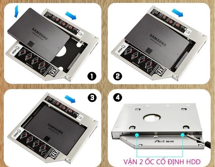 KHE DVD LAPTOP THÀNH HDD THỨ 2 - CADDY HDD - 12.7 DÀY