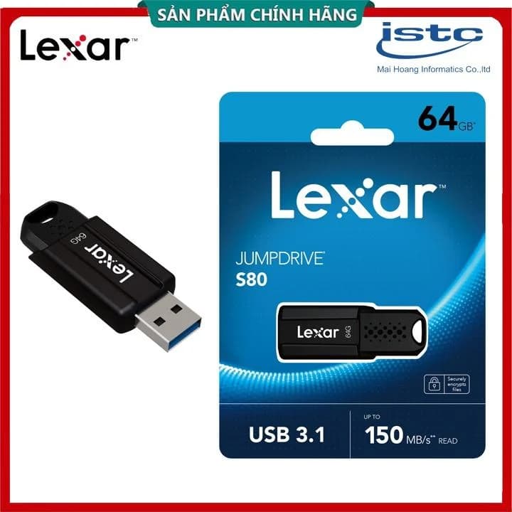 USB 64G Lexar JumpDrive S80 Chính Hãng *** BH 12T