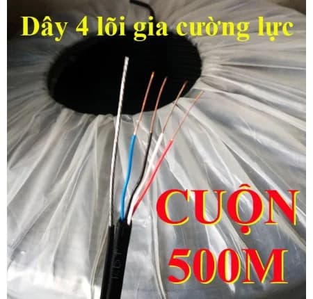 Cáp điện thoại KADITA 4 lõi 1 tim thép treo (cuộn 500m)