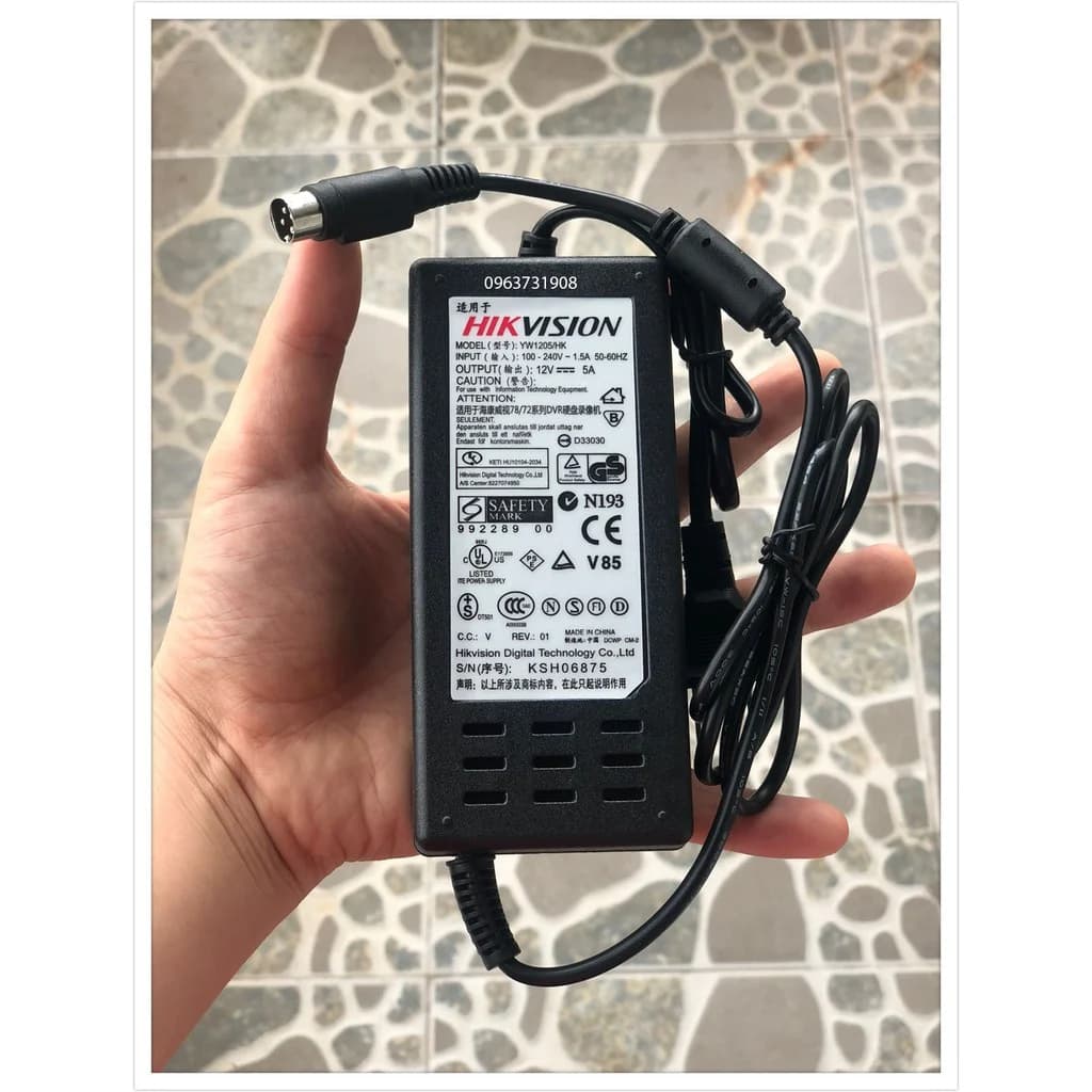 Adapter 12V/5A (4 KIM) Dùng Cho Đầu Ghi Hikvision *** BH 1TH