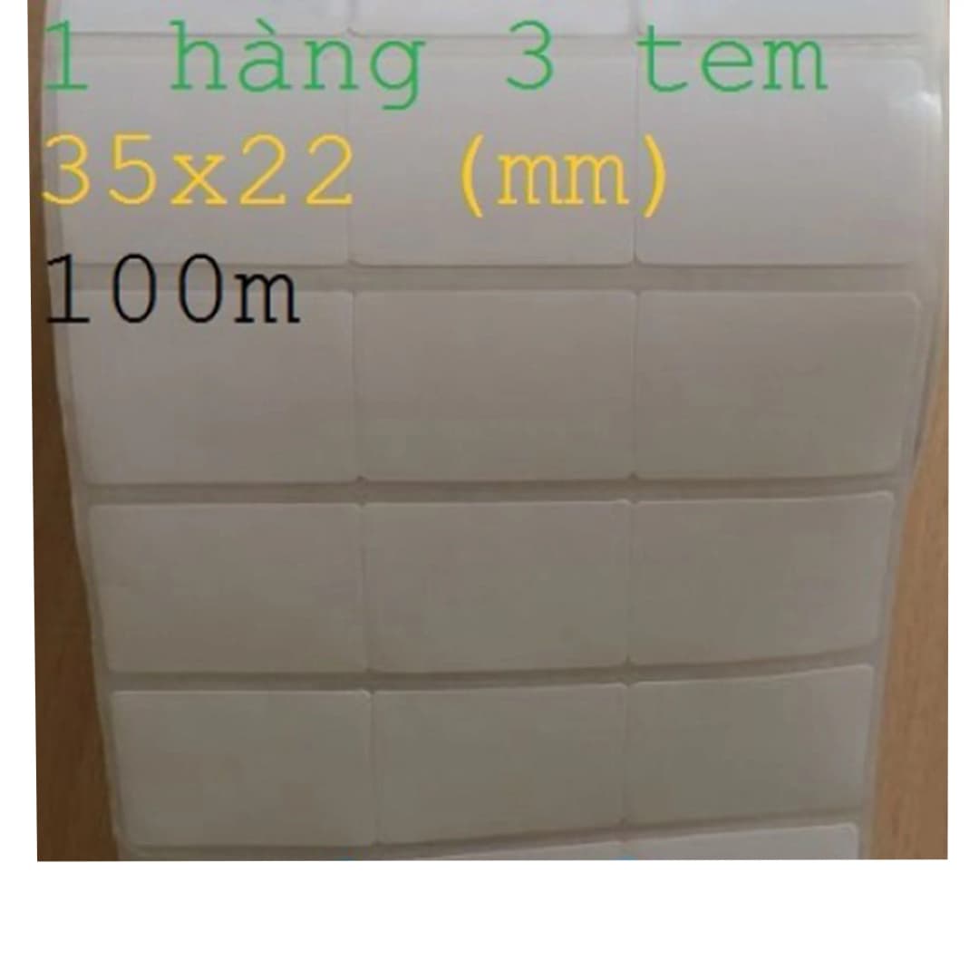 Giấy decal 03 tem chống bóc 35x22mm, k110, 50m