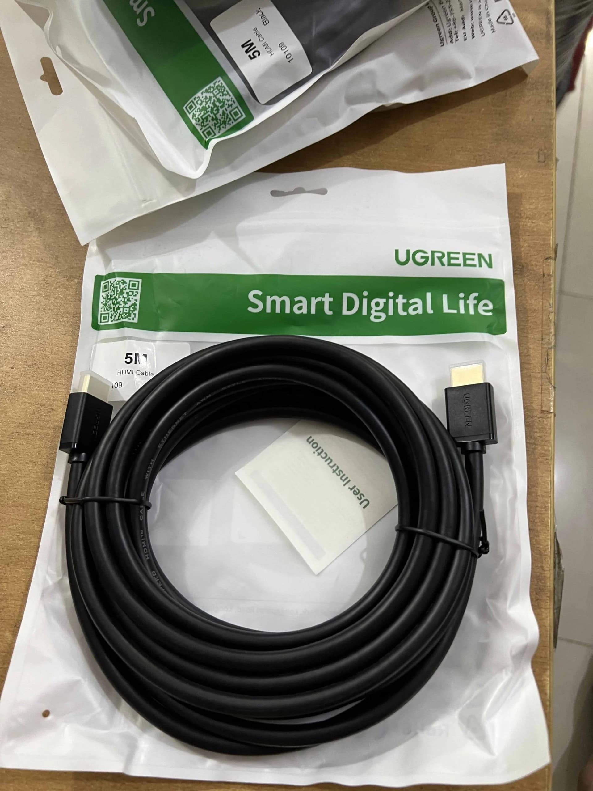 Cáp HDMI 5m Ugreen (10109) Chính Hãng Hỗ Trợ 3D, 4K*2K Full HD 1080 *** BH 12T