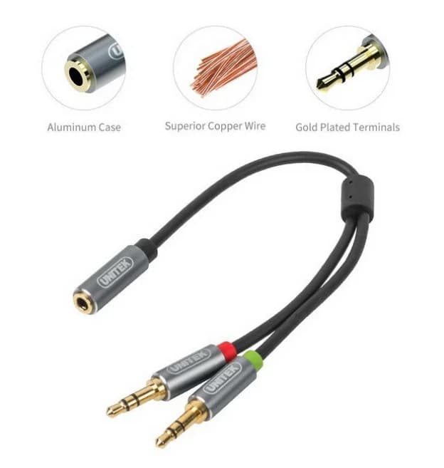 Jack Unitek 0.2m YC 957ABK Chia 2 Đầu 3.5 --> 1 Đầu Bông Sen *** BH OK