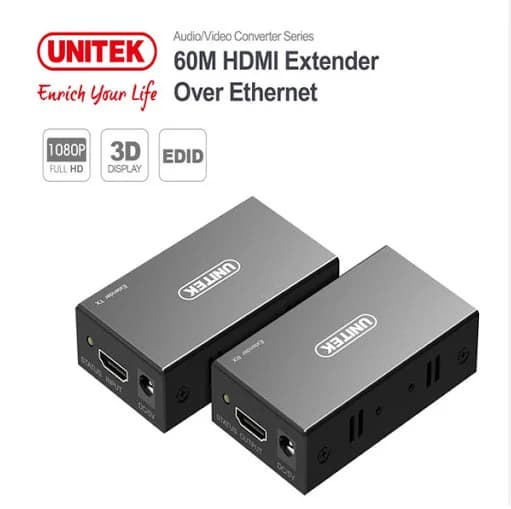 Bộ Nối Dài HDMI 60m To Lan Unitek V145A 4K *** BH 6T