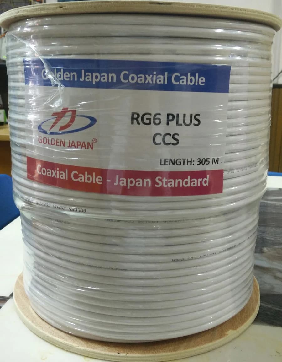 Cable Camera GOLDEN JAPAN RG6 PLUS 300M TRẮNG - 128 MAX - 1 LỚP BẠC *** OK